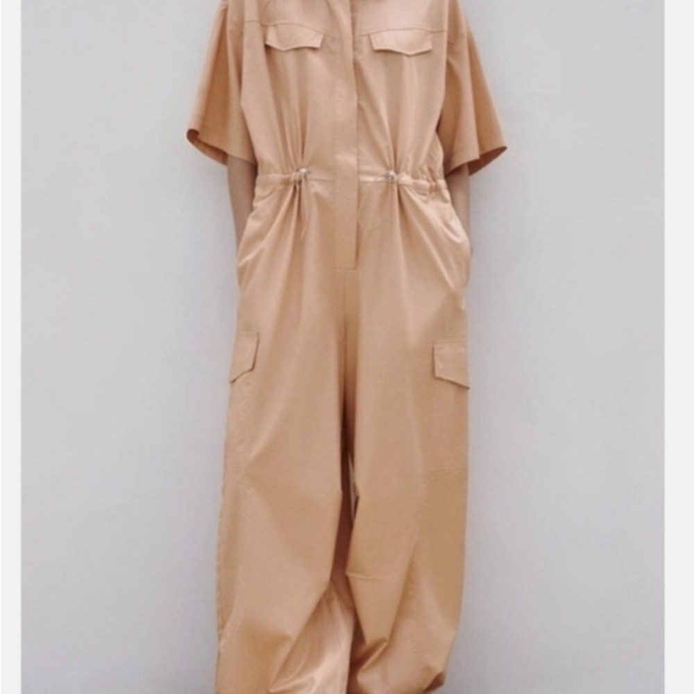 Zara Beige Utility Jumpsuit